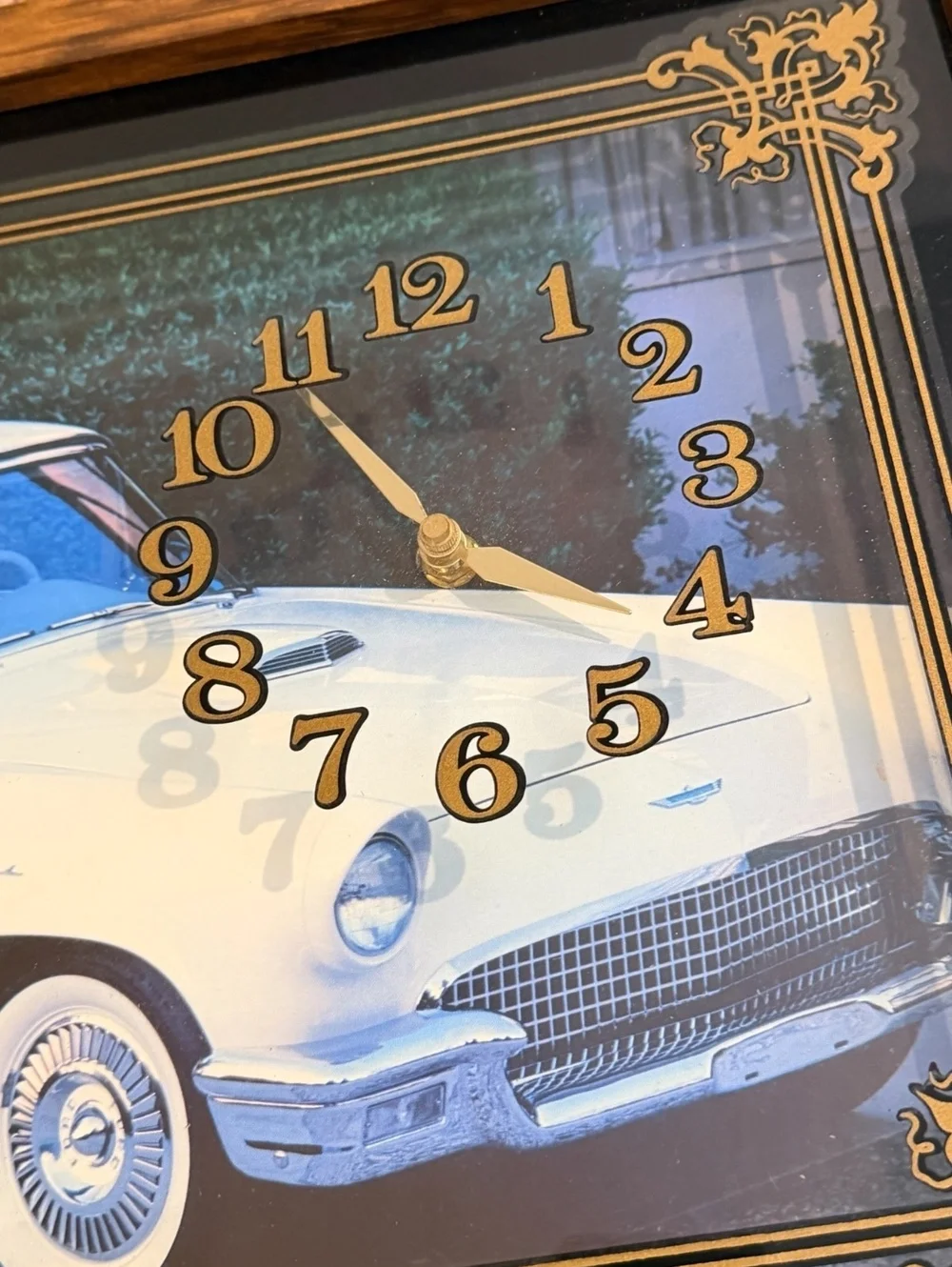 Vintage 1957 Ford Thunderbird Wall Clock Intercraft Industries 12x20 Framed Car